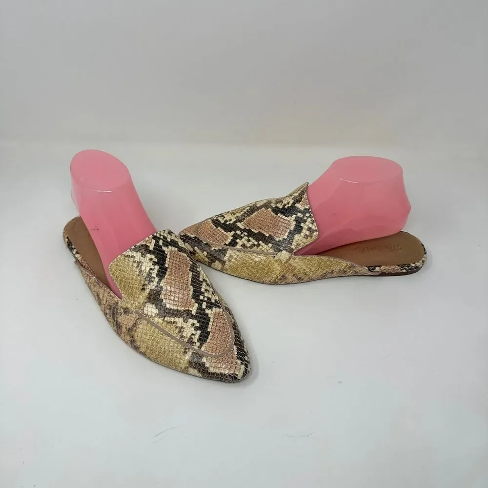 MADEWELL Womens Shoes FRANCES Skimmer Mules Snake Print Size 9 1/2‎